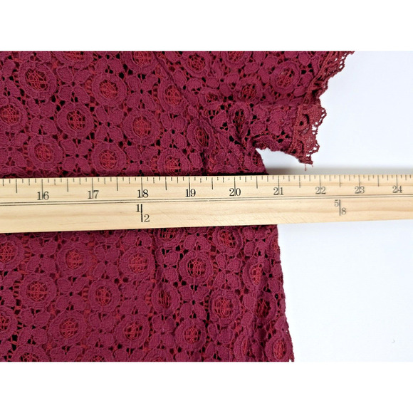 Umgee Women’s Size L Boho Lace Floral Embroidered Shift Dress Lined Red Burgundy - Picture 9 of 10